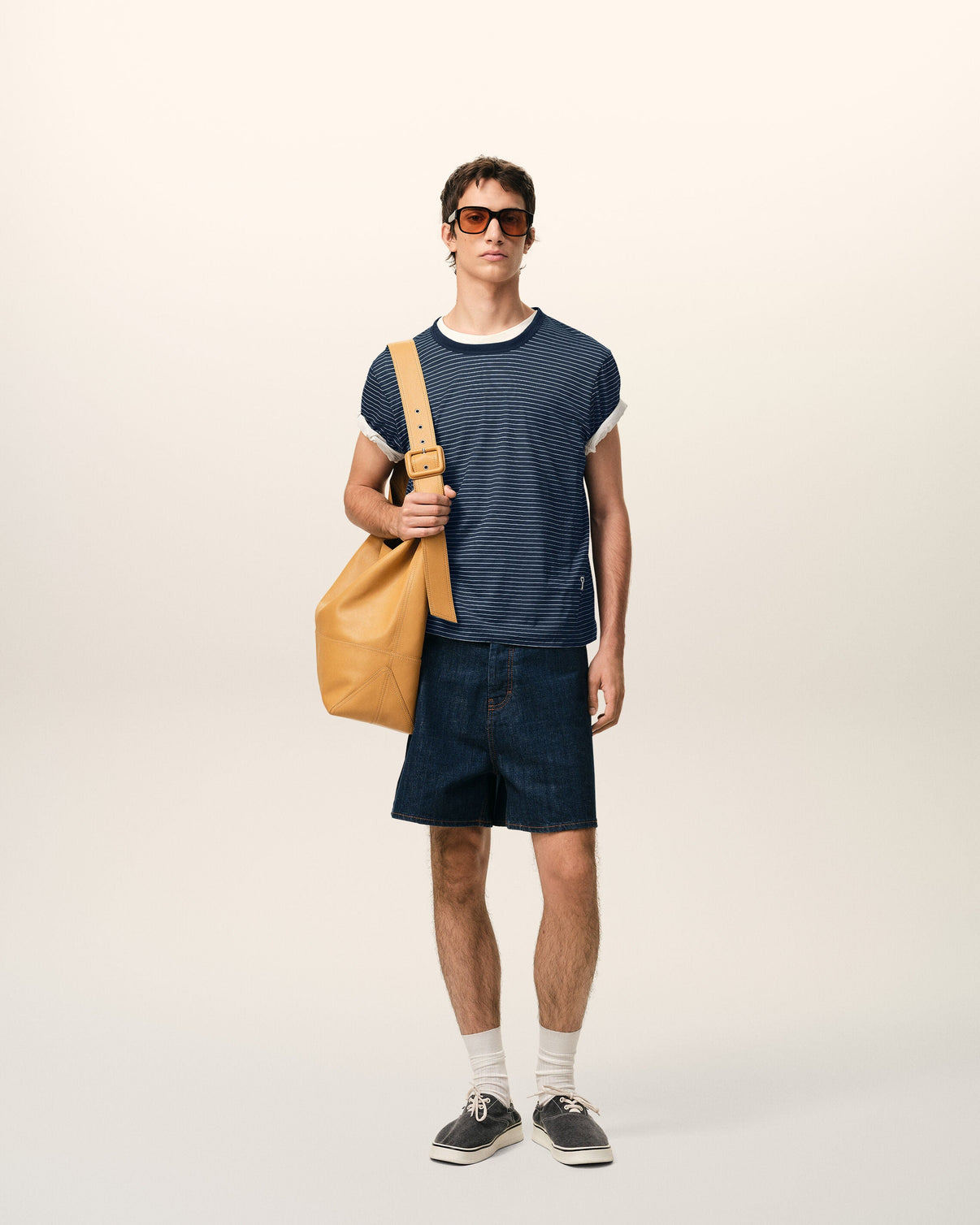 Blue Striped Cotton T-shirt