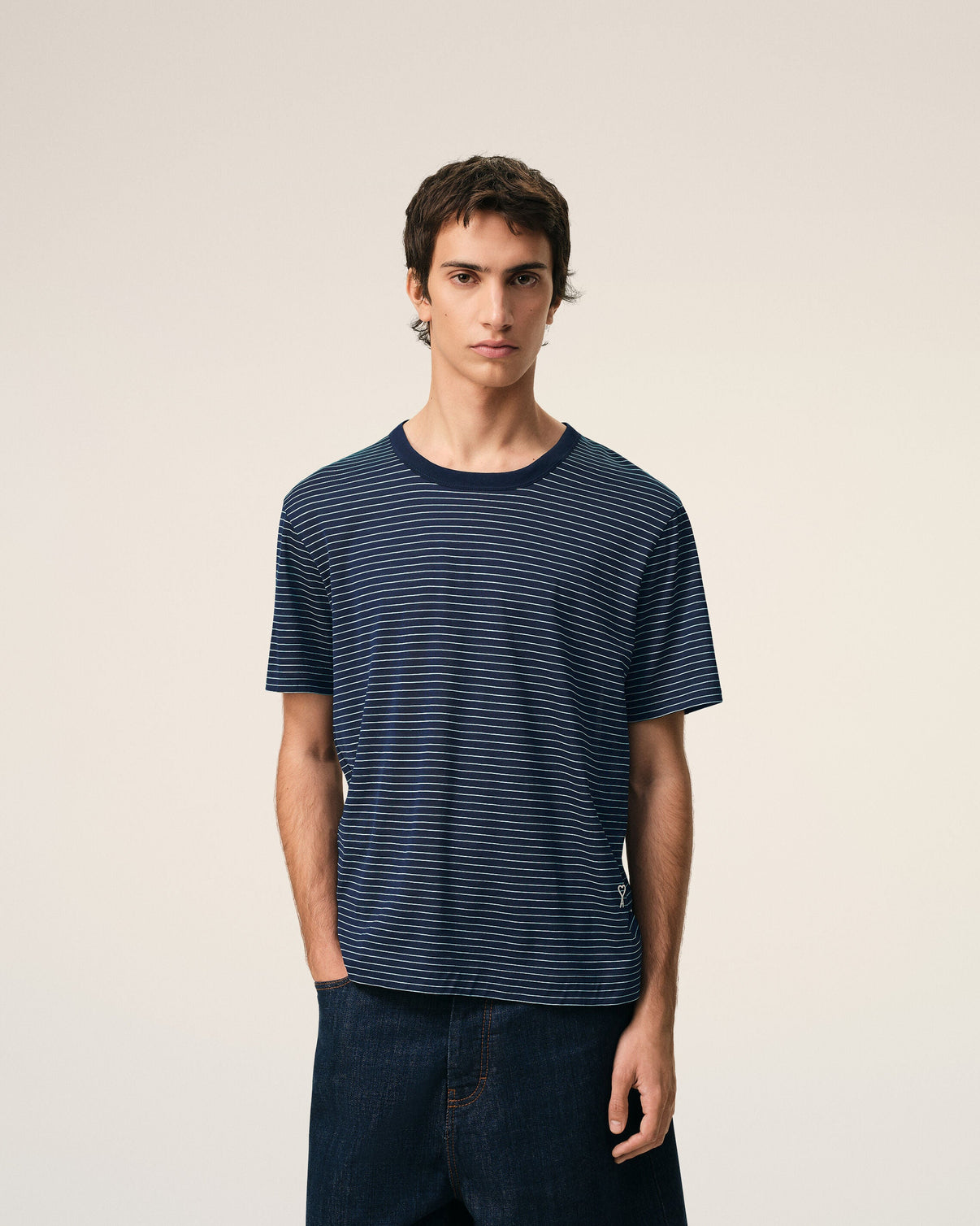 Blue Striped Cotton T-shirt