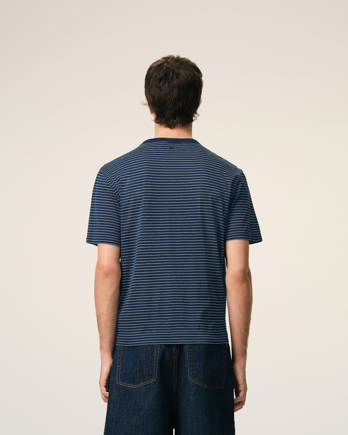 Blue Striped Cotton T-shirt