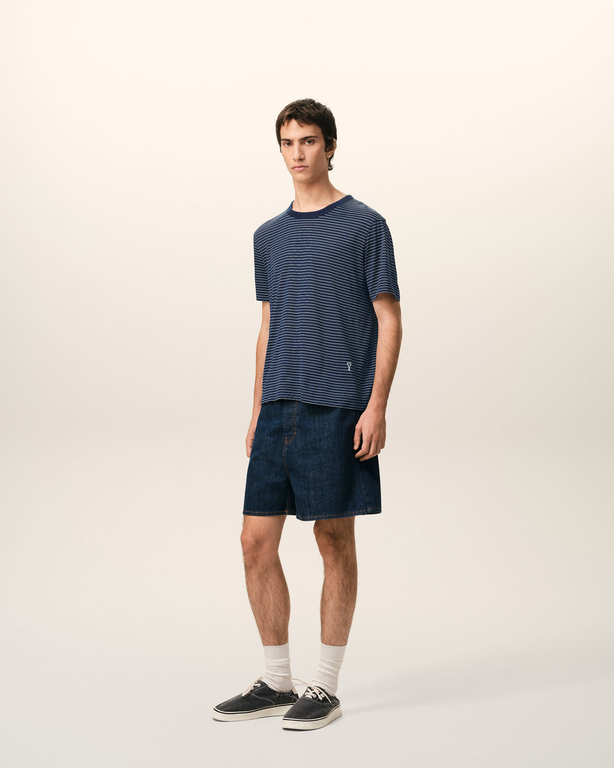Blue Striped Cotton T-shirt