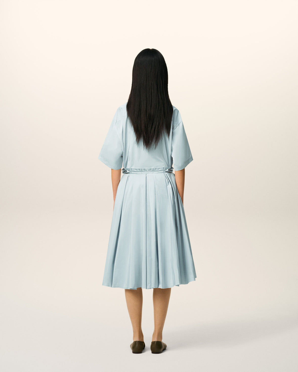 Blue Taffetas Midi Corolla Skirt