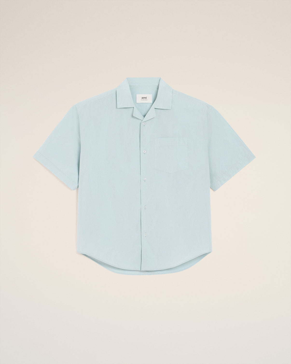 Blue Taffetas Short Sleeved Boxy Shirt