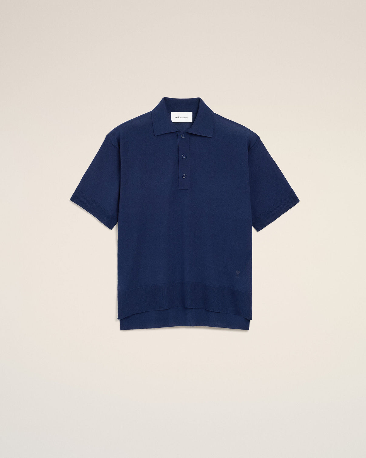 Blue Thin Wool Short Sleeves Polo