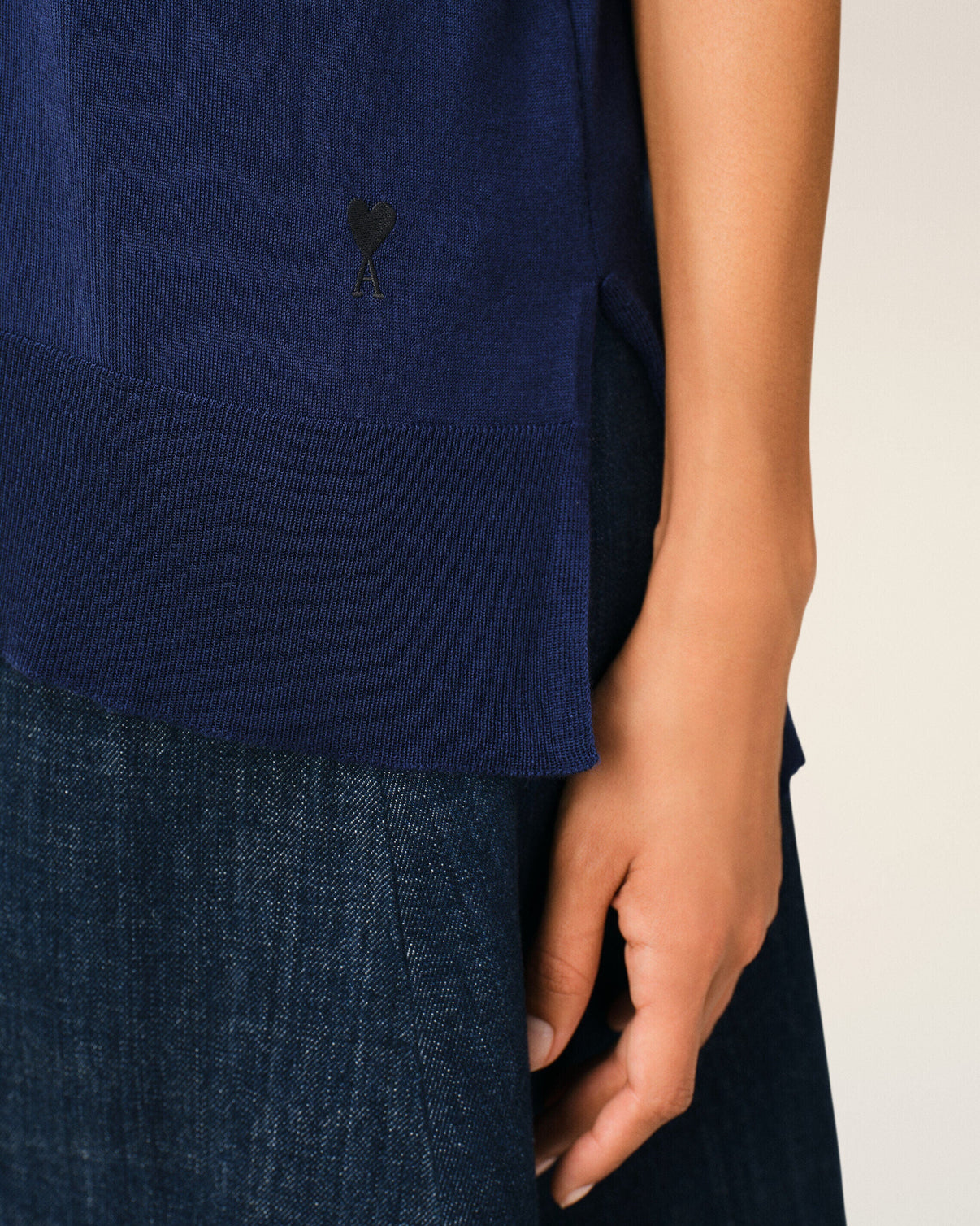 Blue Thin Wool Short Sleeves Polo