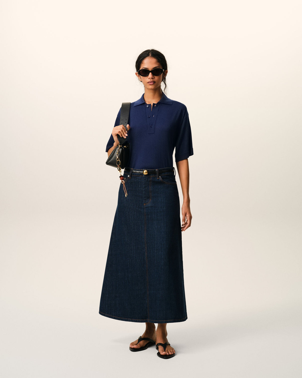 Blue Thin Wool Short Sleeves Polo