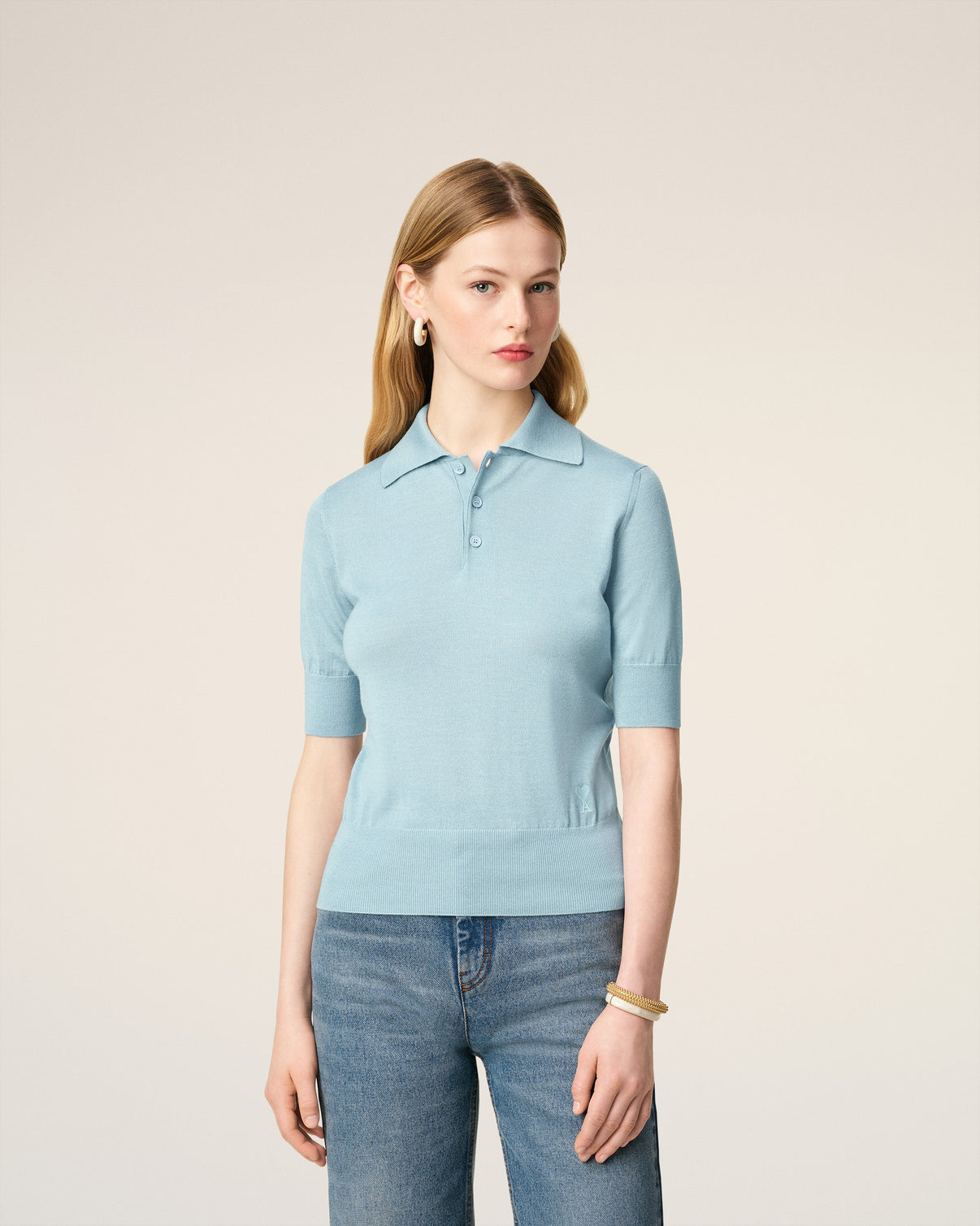 Blue Wool Polo