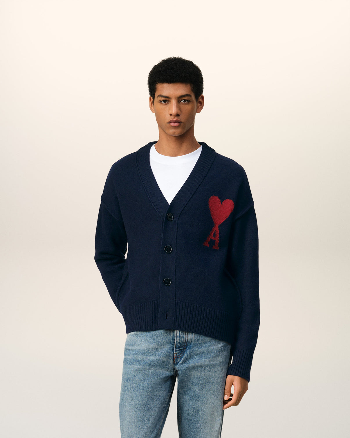 Blue Wool Red Cardigan