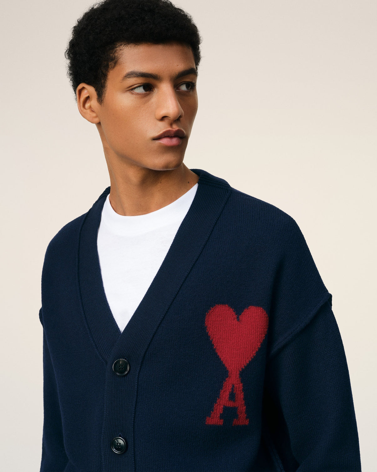 Blue Wool Red Cardigan