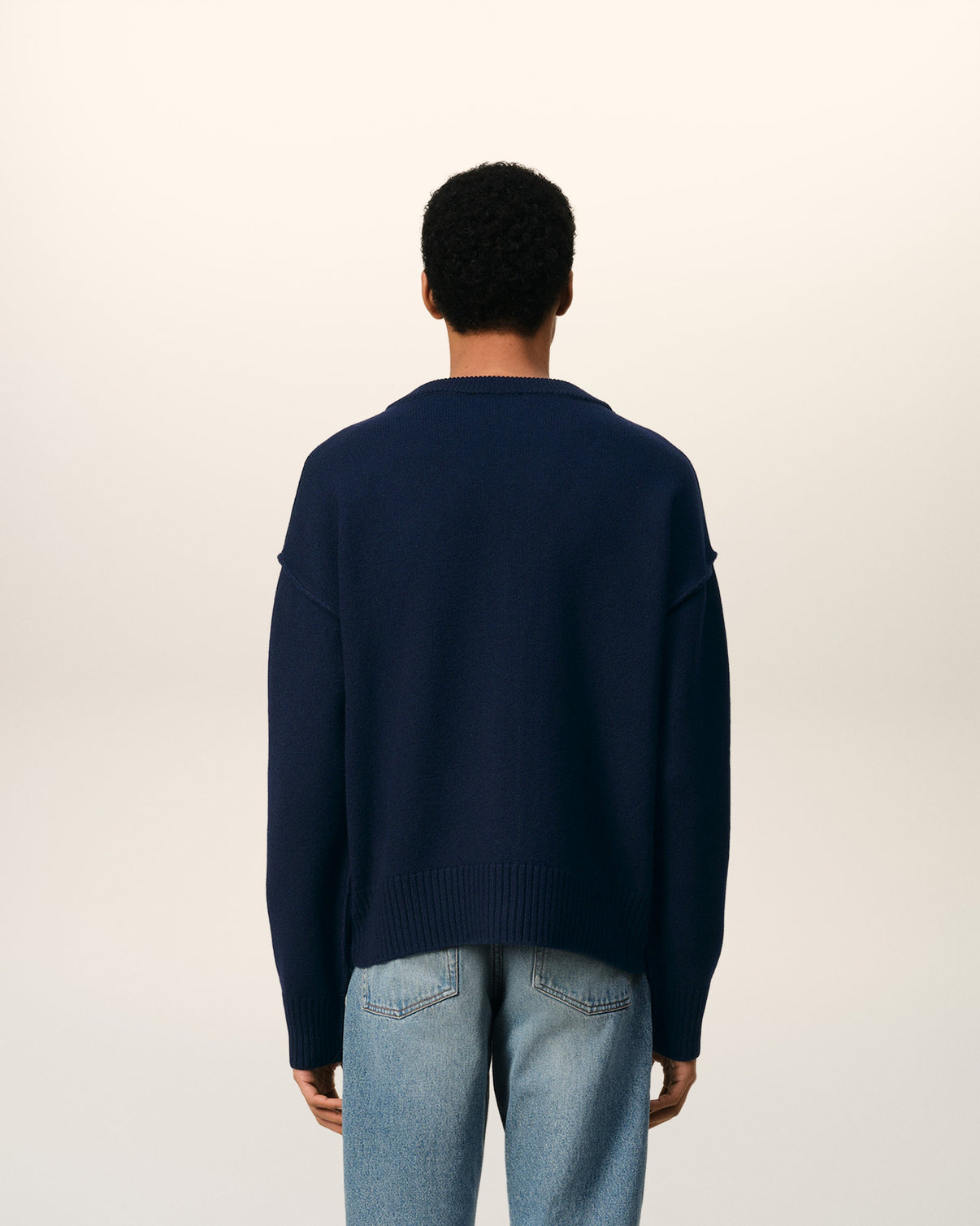 Blue Wool Red Cardigan