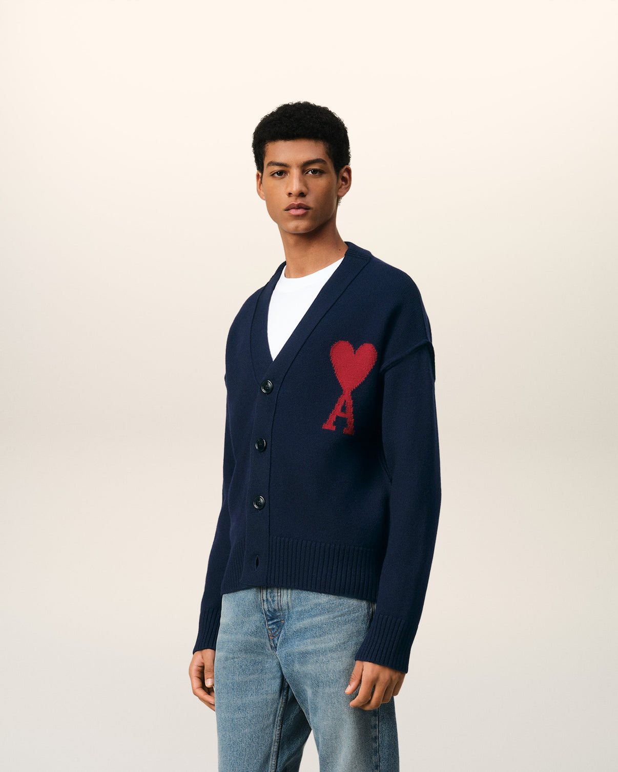 Blue Wool Red Cardigan