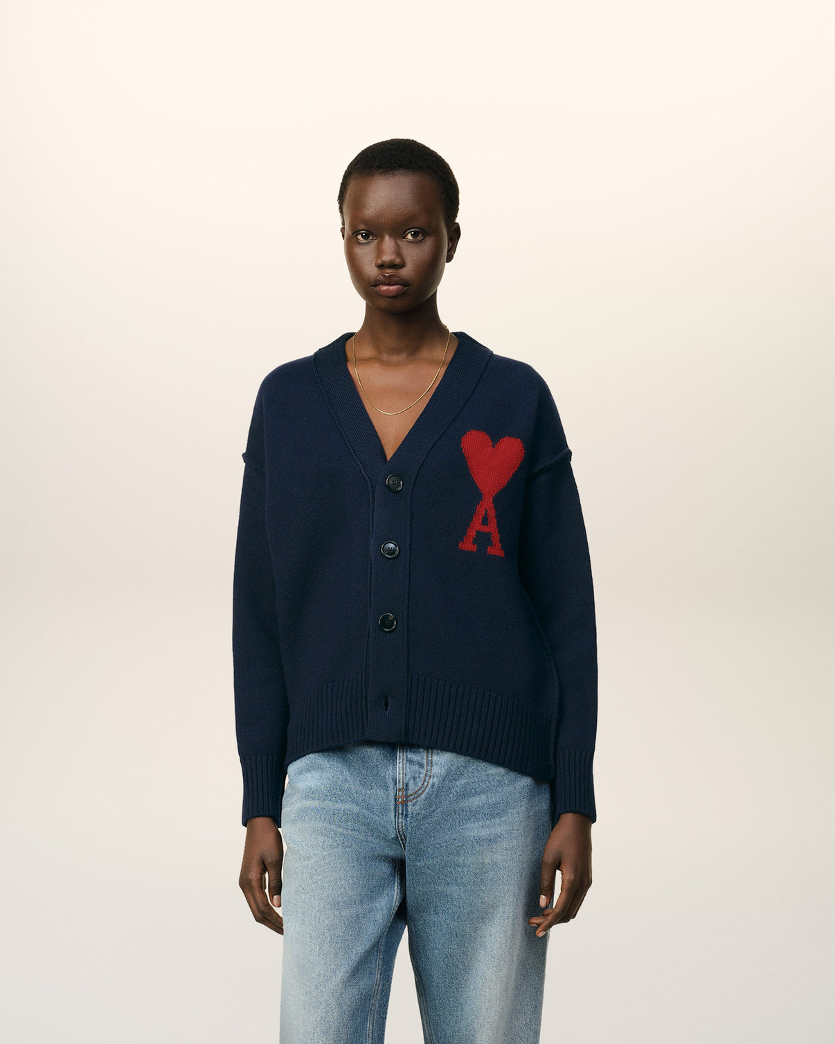 Blue Wool Red Cardigan