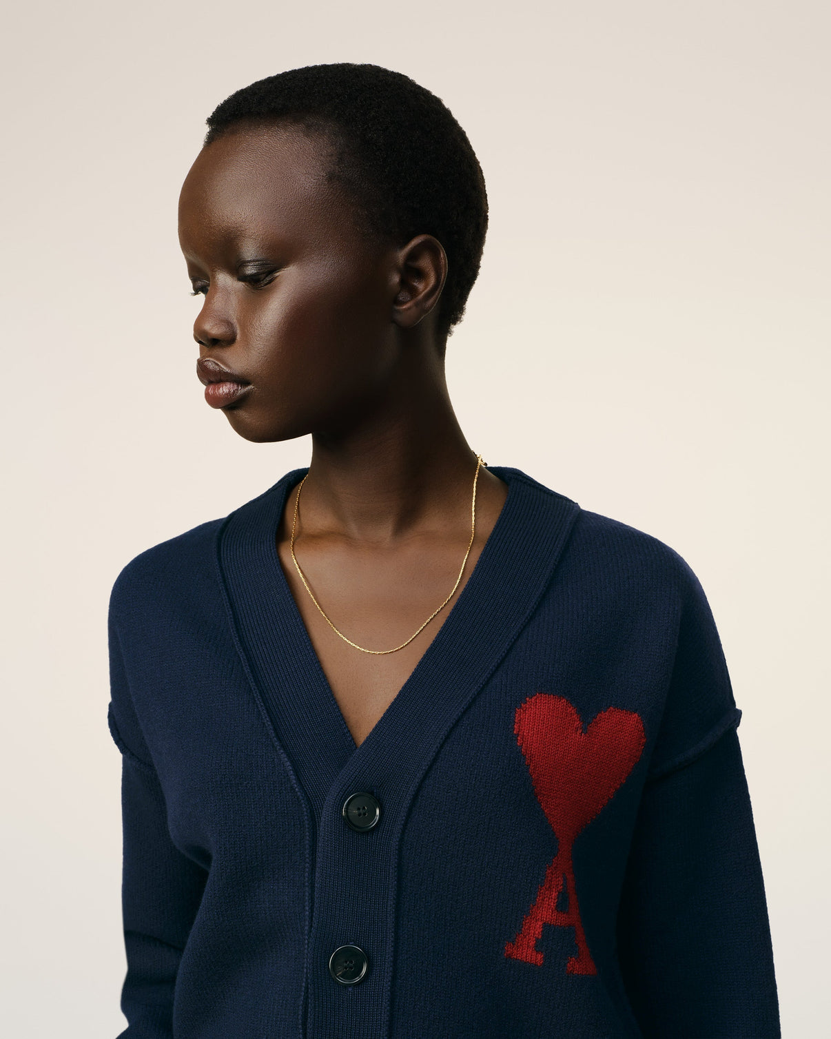 Blue Wool Red Cardigan