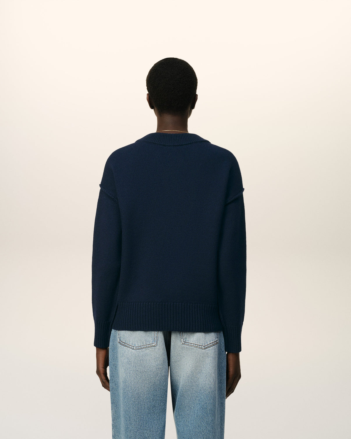 Blue Wool Red Cardigan