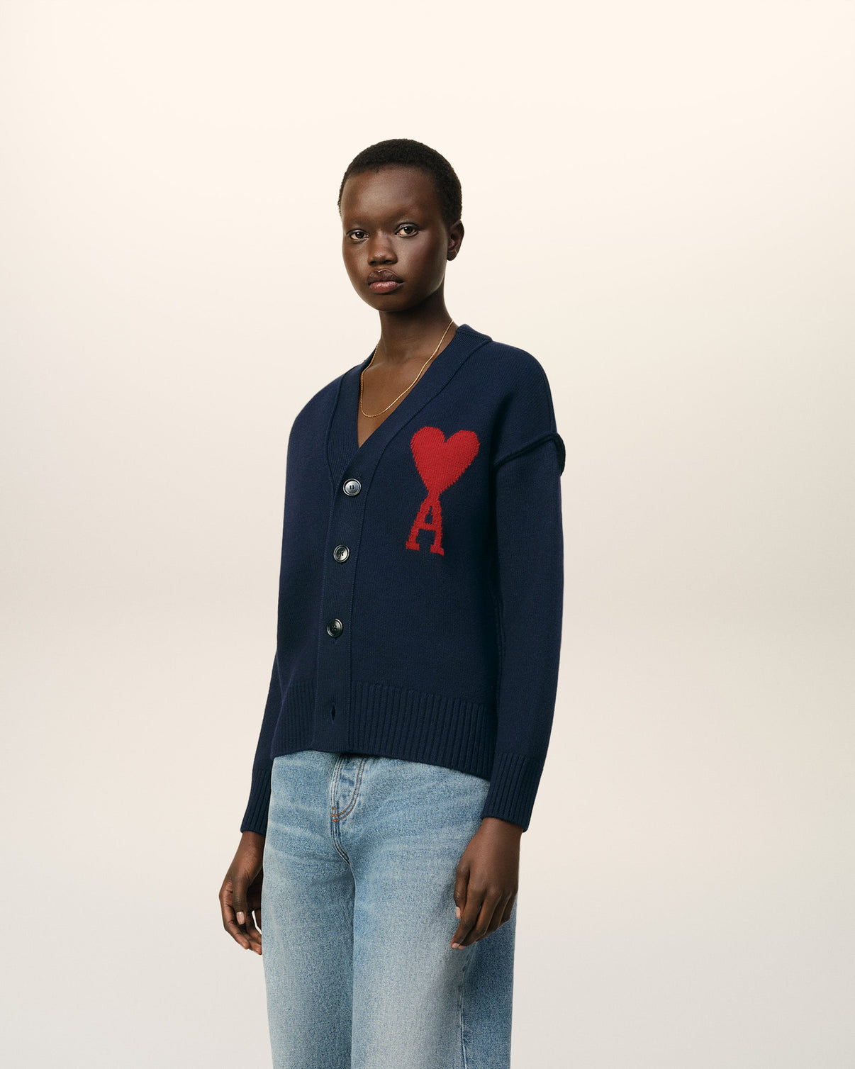 Blue Wool Red Cardigan