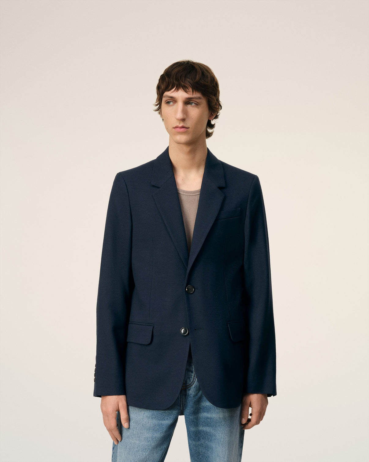Blue Wool Two Button Jacket