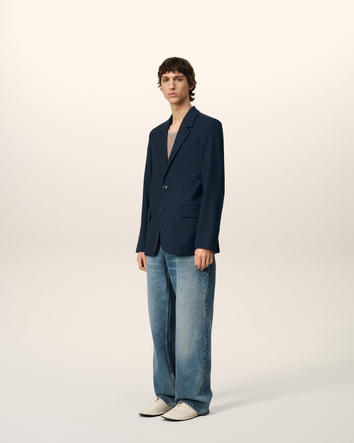 Blue Wool Two Button Jacket
