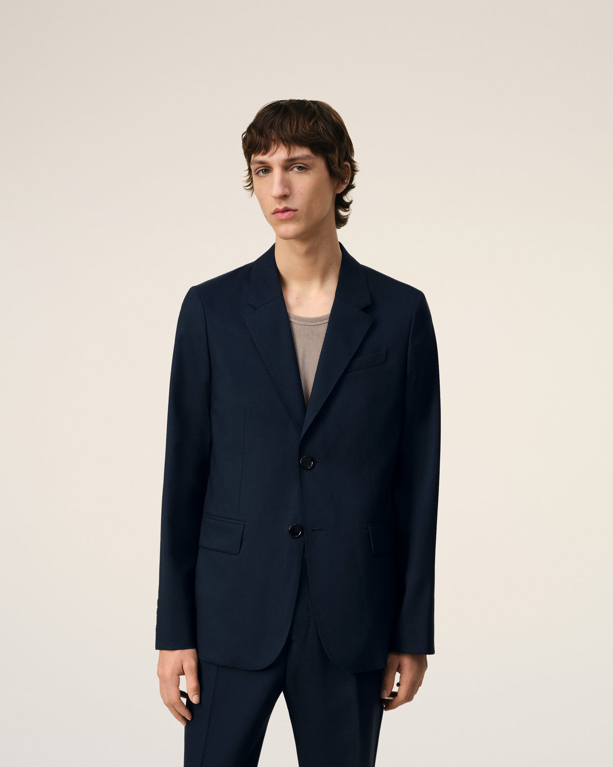 Blue Wool Two Button Jacket