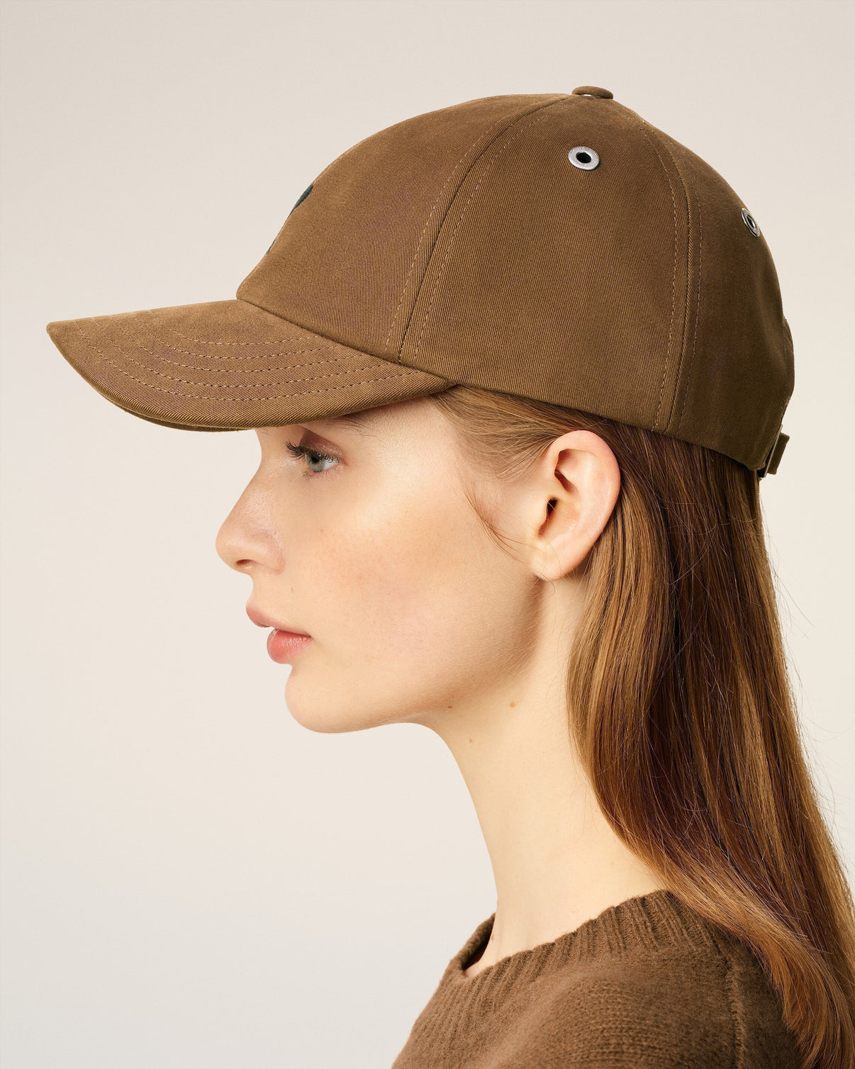 Brown Cotton Embroidery Cap