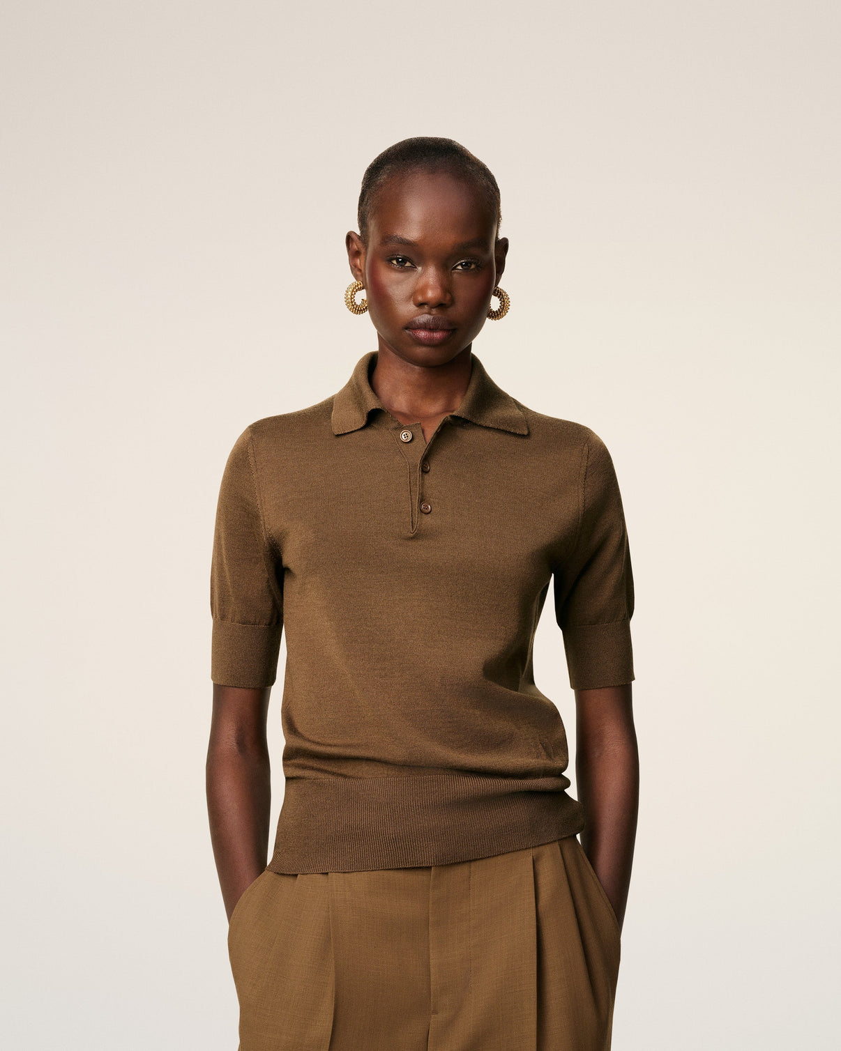 Brown Cotton Polo