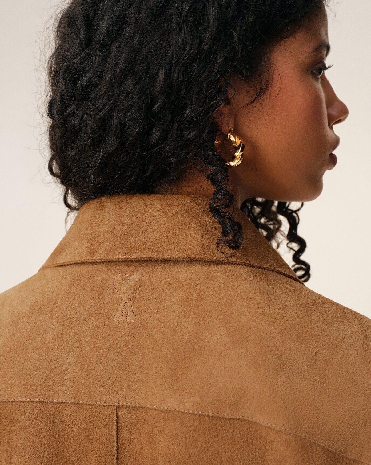 Brown Goat Leather Buttoned Overshirt