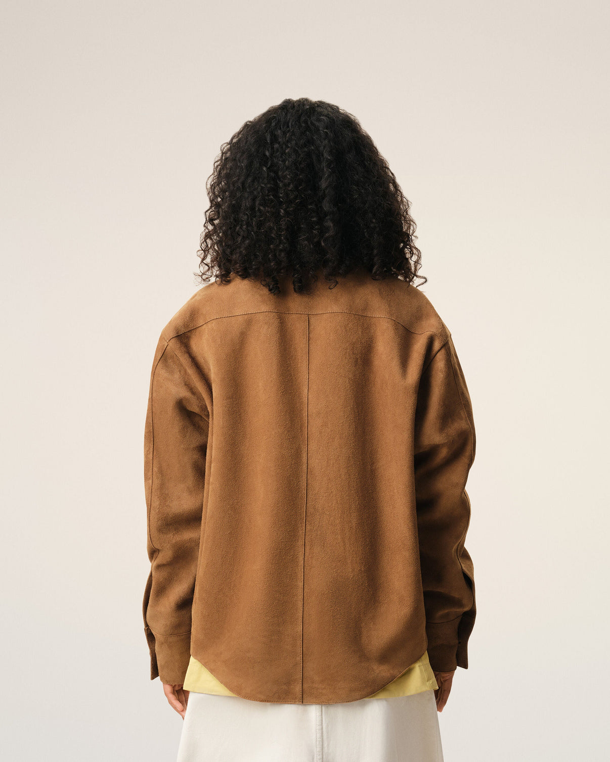Brown Goat Leather Buttoned Overshirt