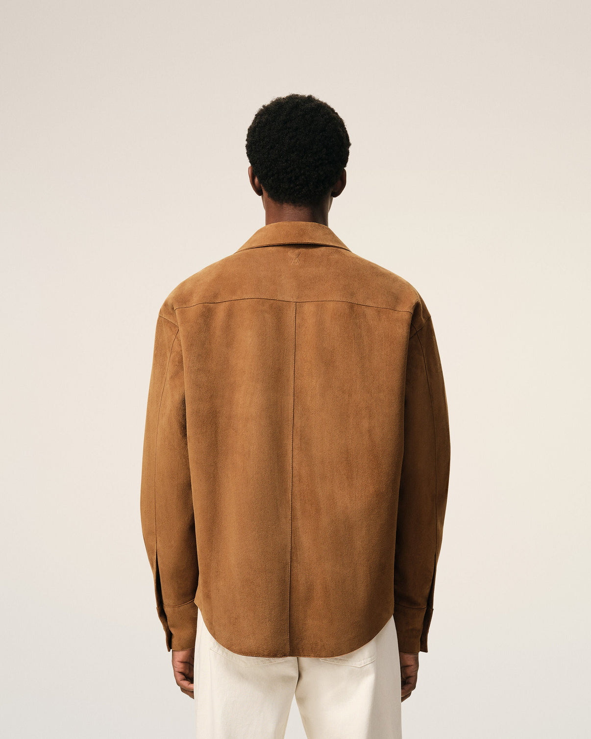 Brown Goat Leather Buttoned Overshirt