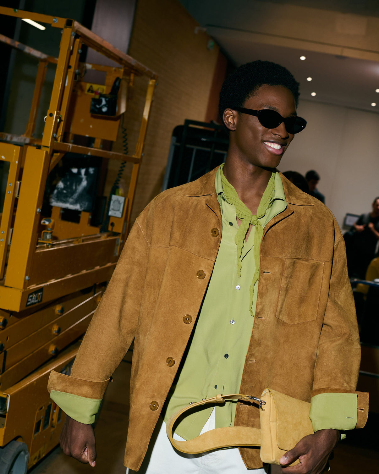 Brown Goat Leather Buttoned Overshirt