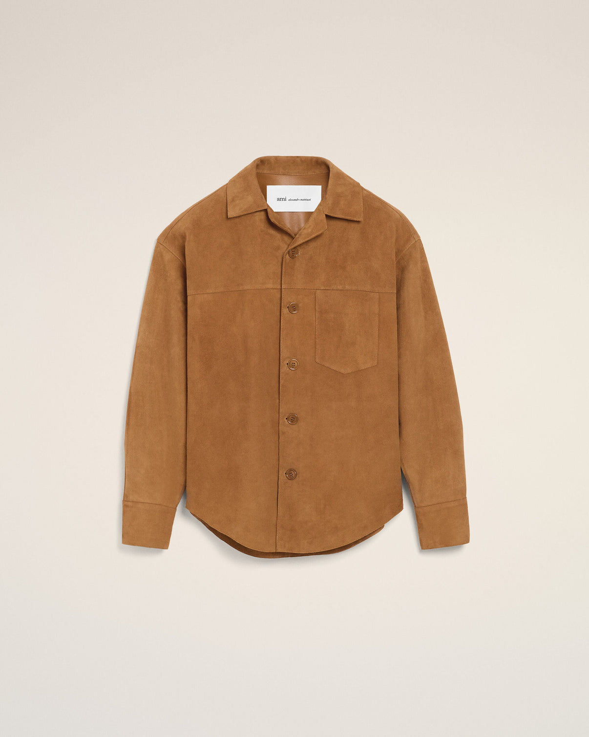 Brown Goat Leather Buttoned Overshirt