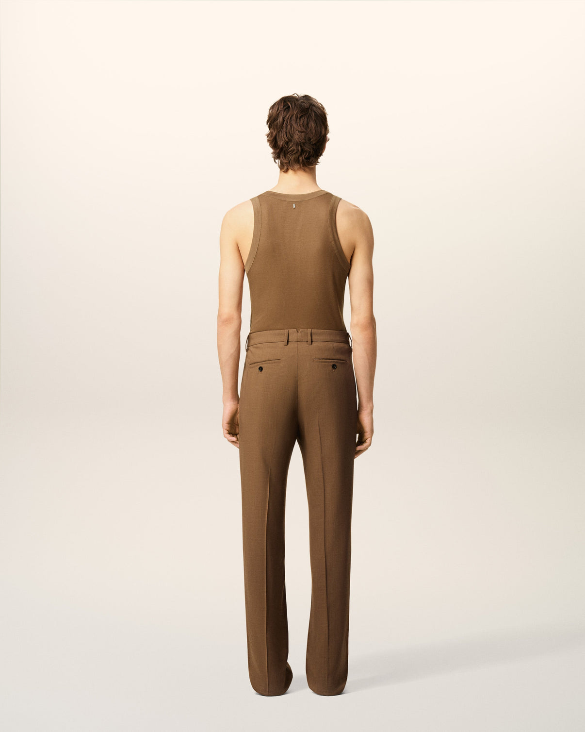 Brown Jersey Buttoned Placket Tanktop