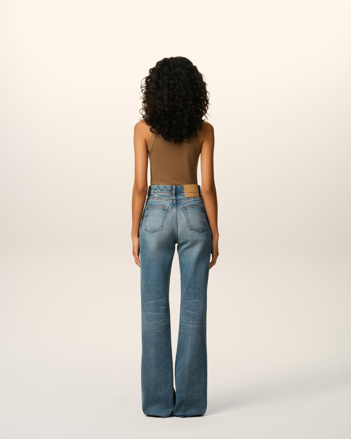 Brown Jersey Tanktop With Buttoned Placket
