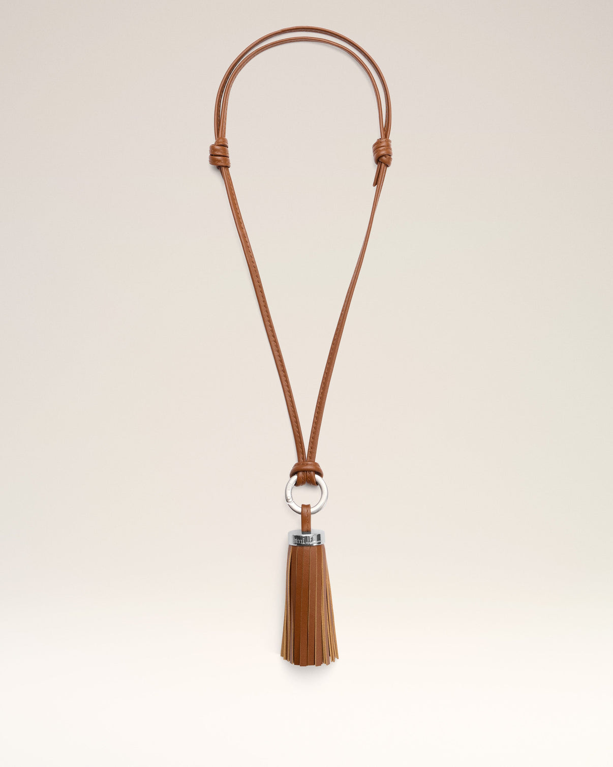Brown Leather Pompom Keyring