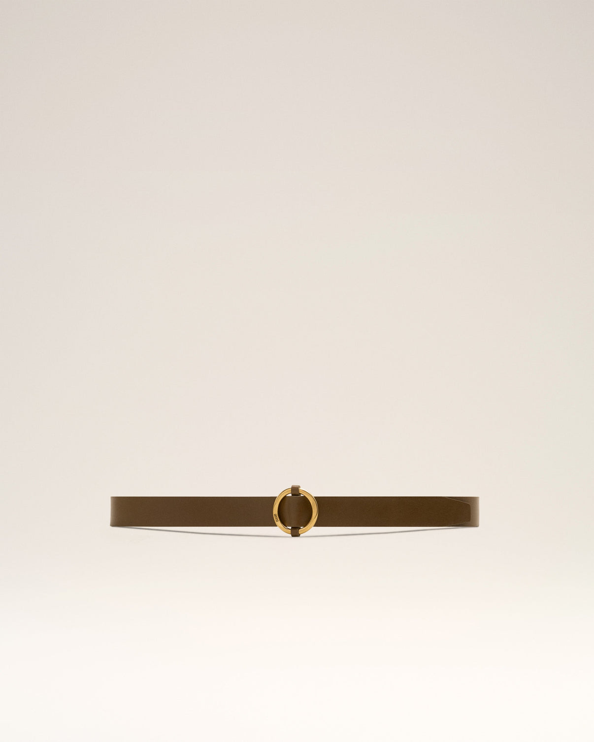 Brown Leather Round Buckle Belt