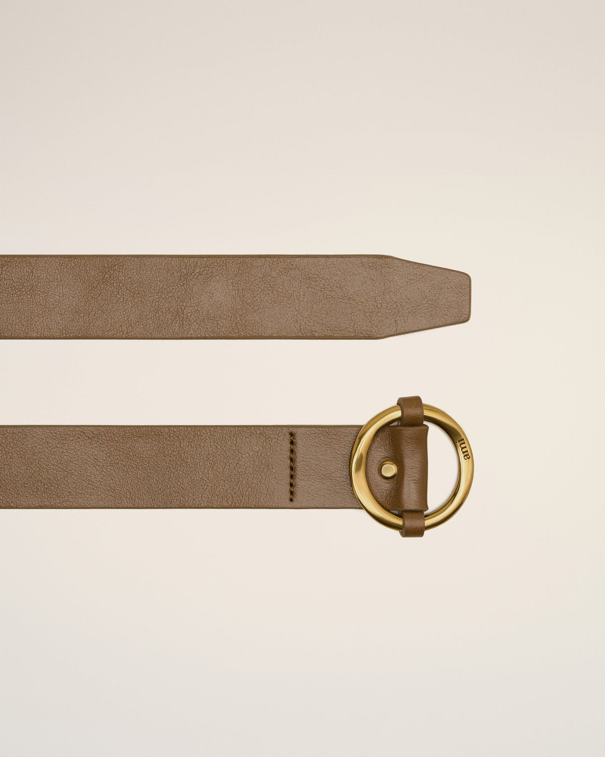 Brown Leather Round Buckle Belt
