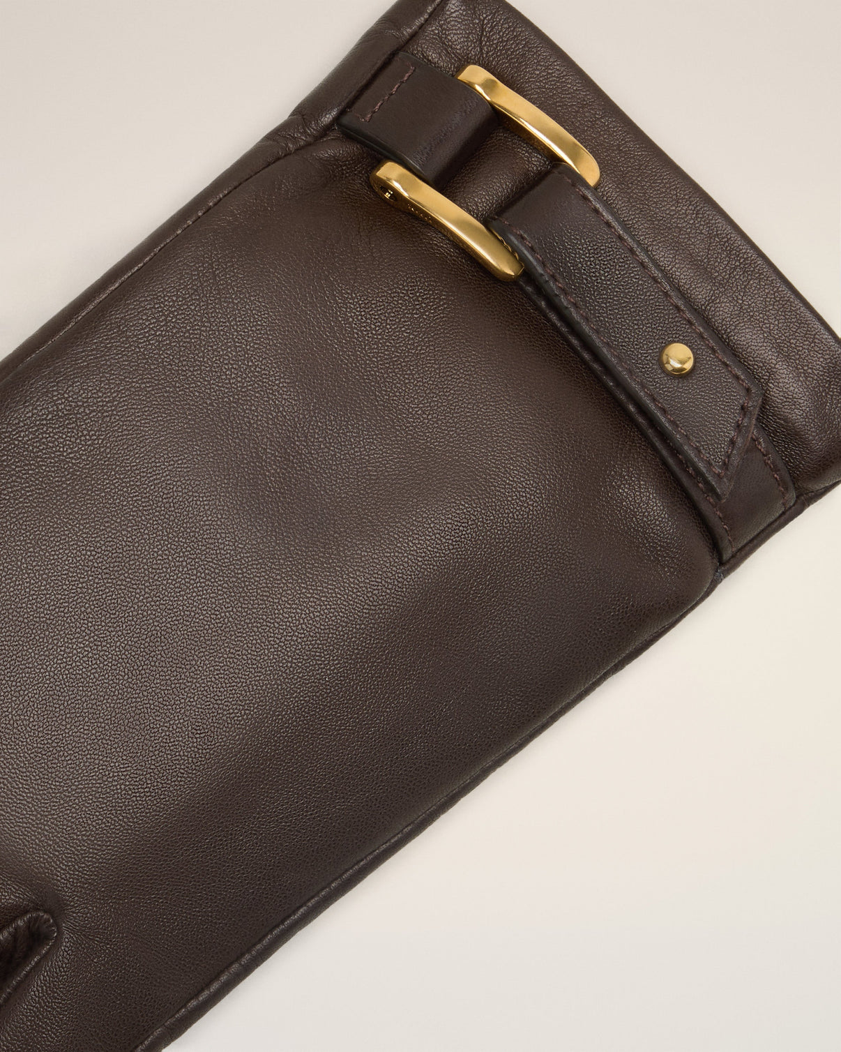 Brown Leather Strap Detail Gloves