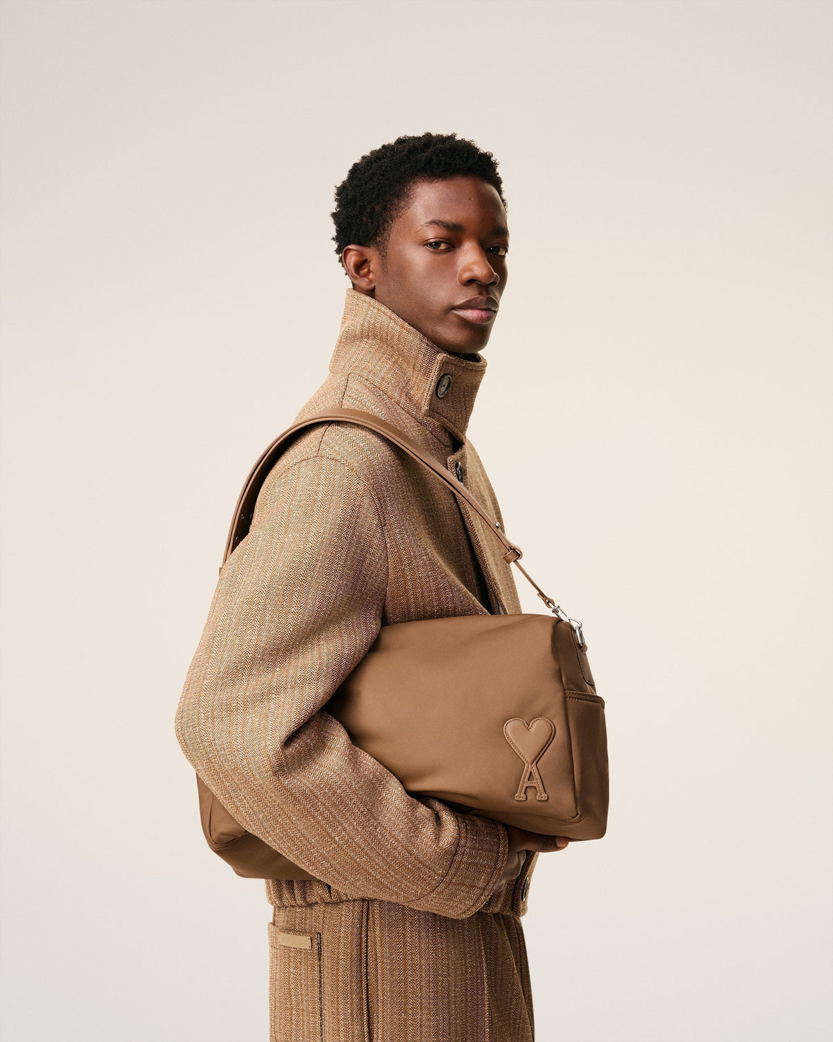 Brown Nylon Canvas Marcel Large Bag