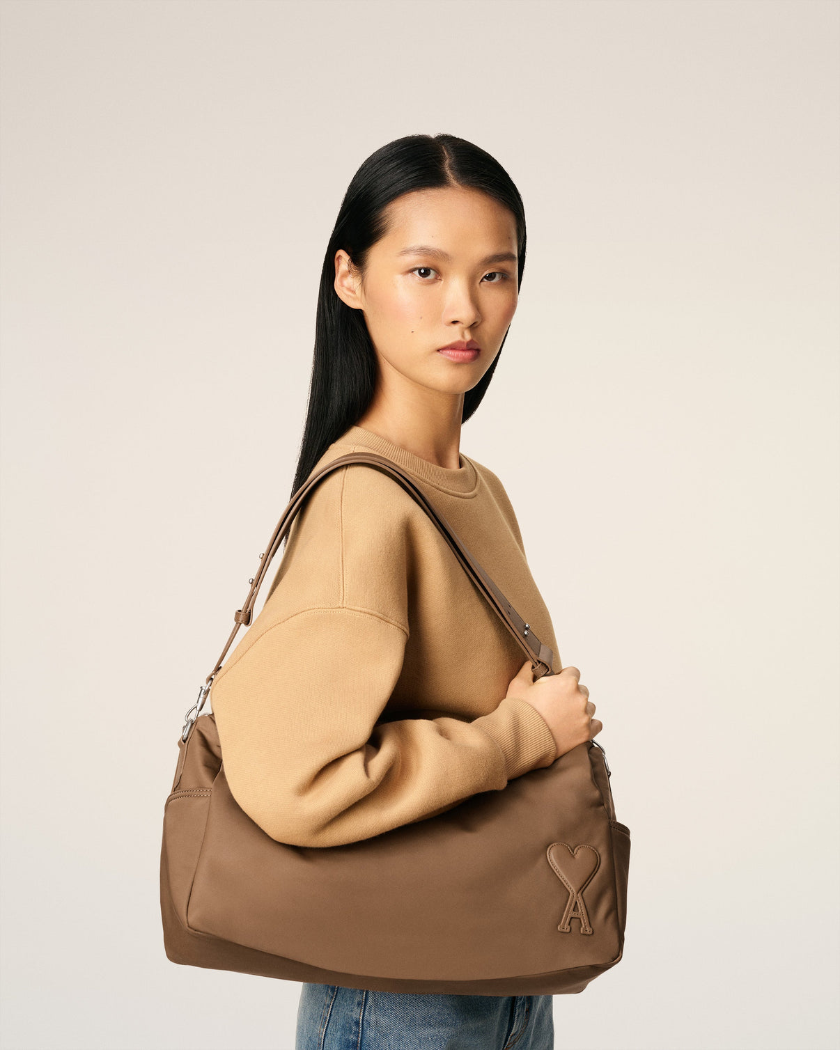 Brown Nylon Canvas Marcel Large Bag