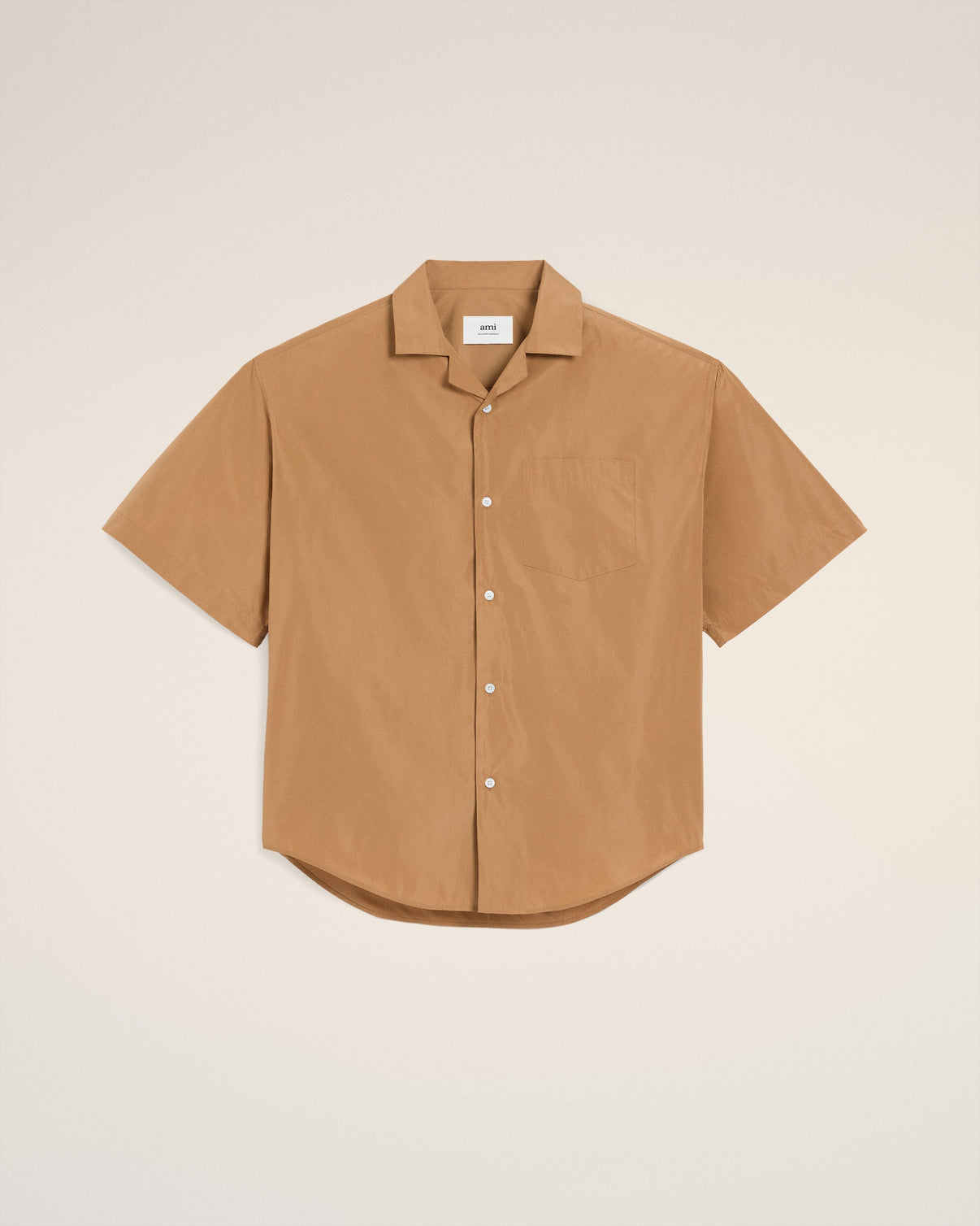 Brown Taffetass Short Sleeved Boxy Shirt
