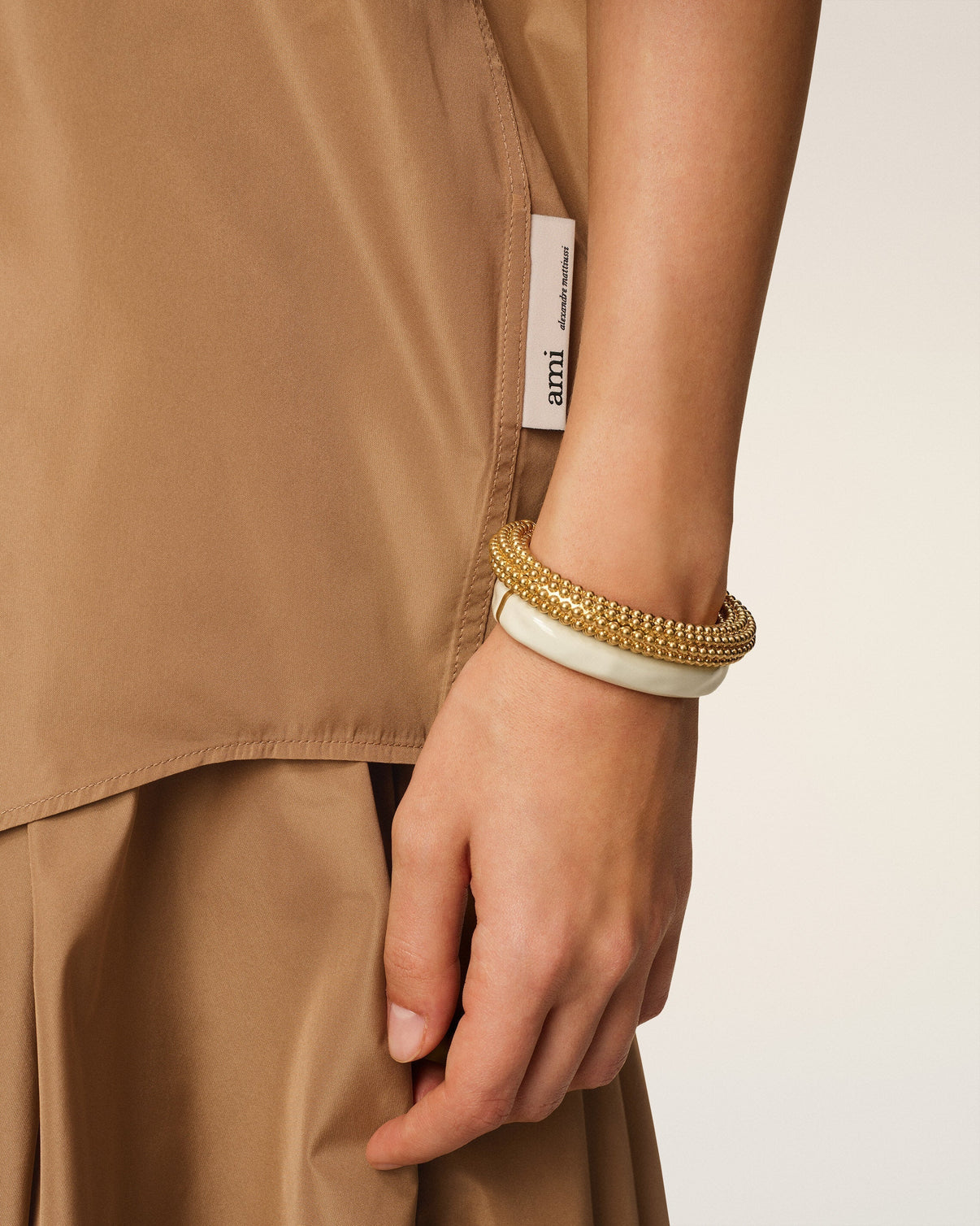 Brown Taffetass Short Sleeved Boxy Shirt
