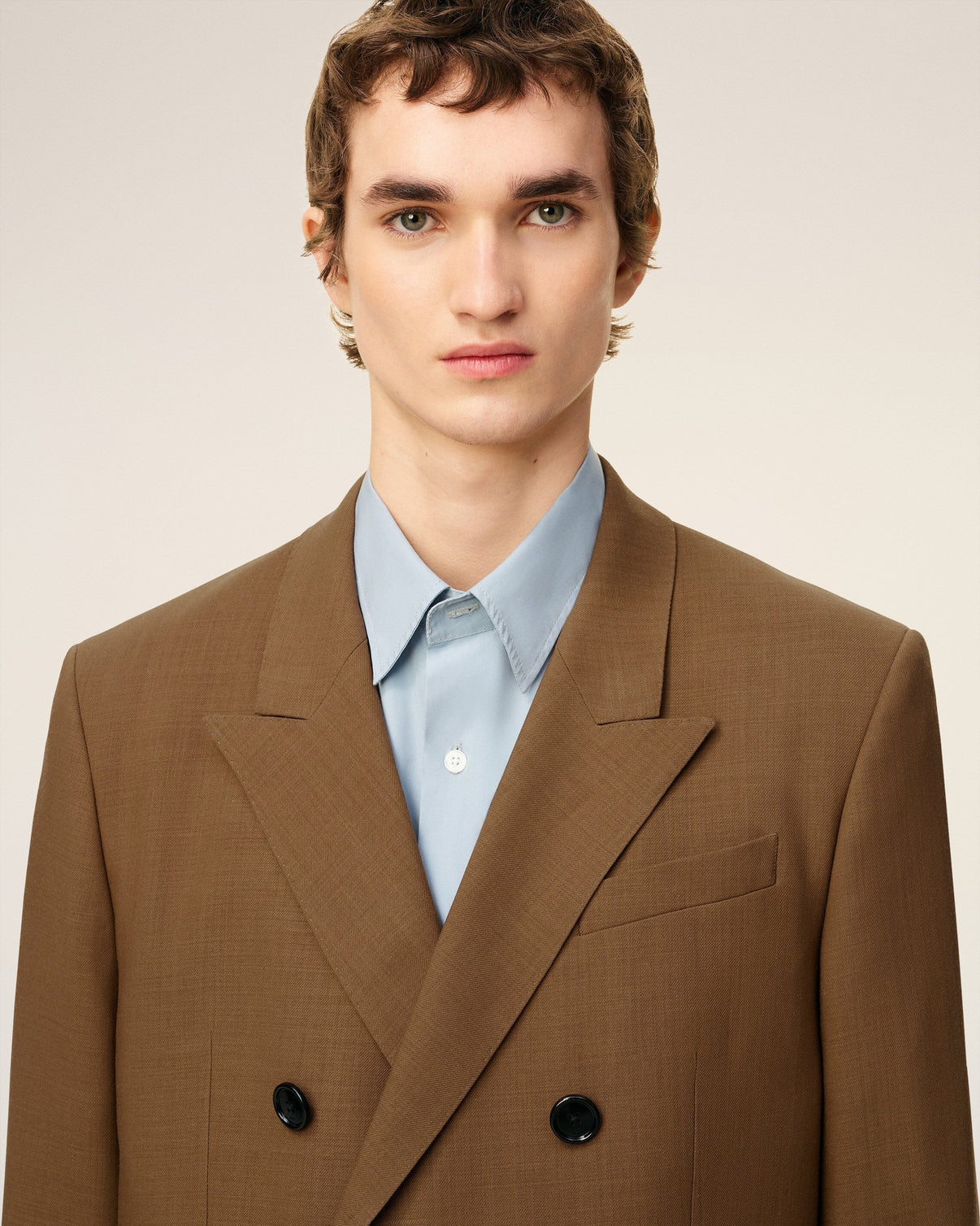 Brown Wool Double Breasted Jacket
