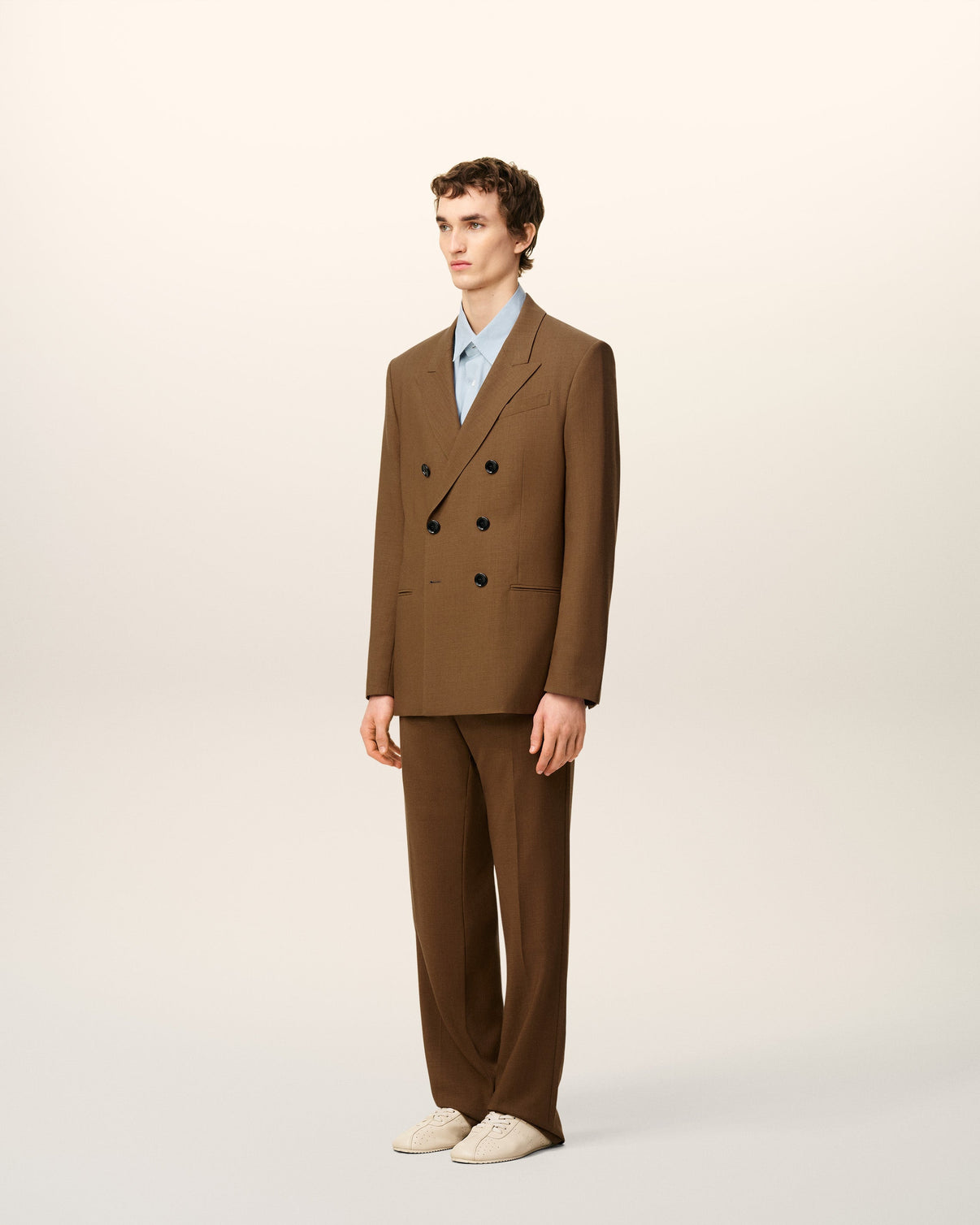 Brown Wool Double Breasted Jacket