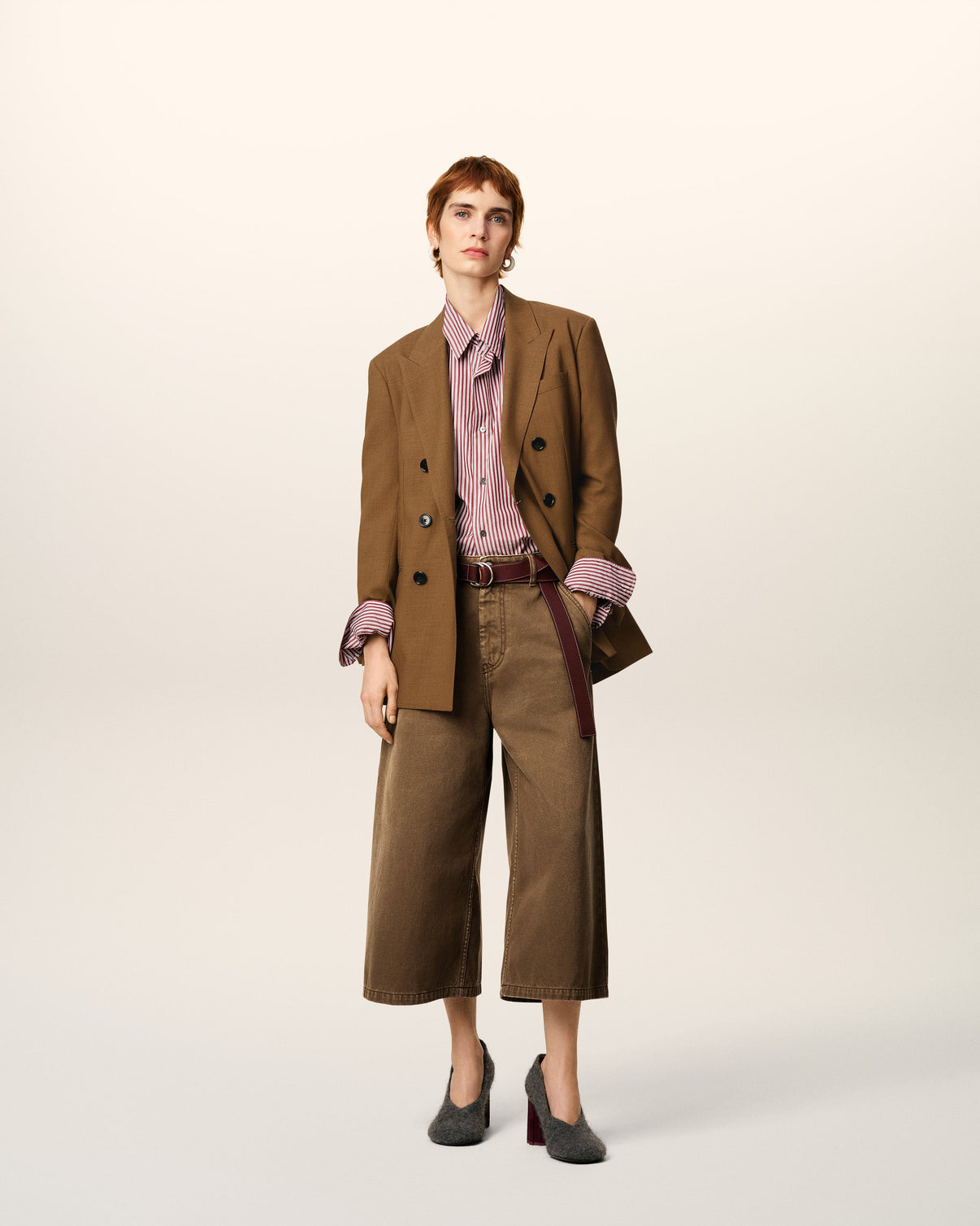 Brown Wool Double Breasted Jacket