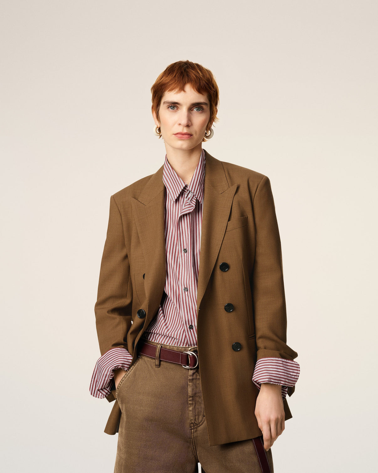 Brown Wool Double Breasted Jacket