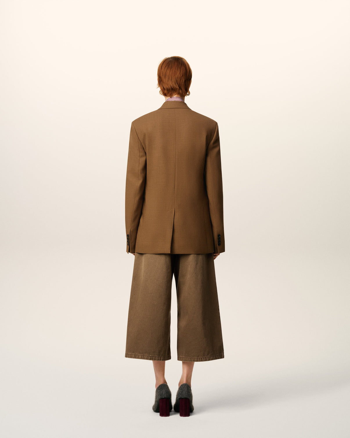 Brown Wool Double Breasted Jacket