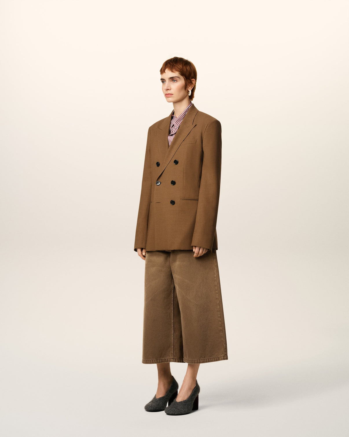 Brown Wool Double Breasted Jacket