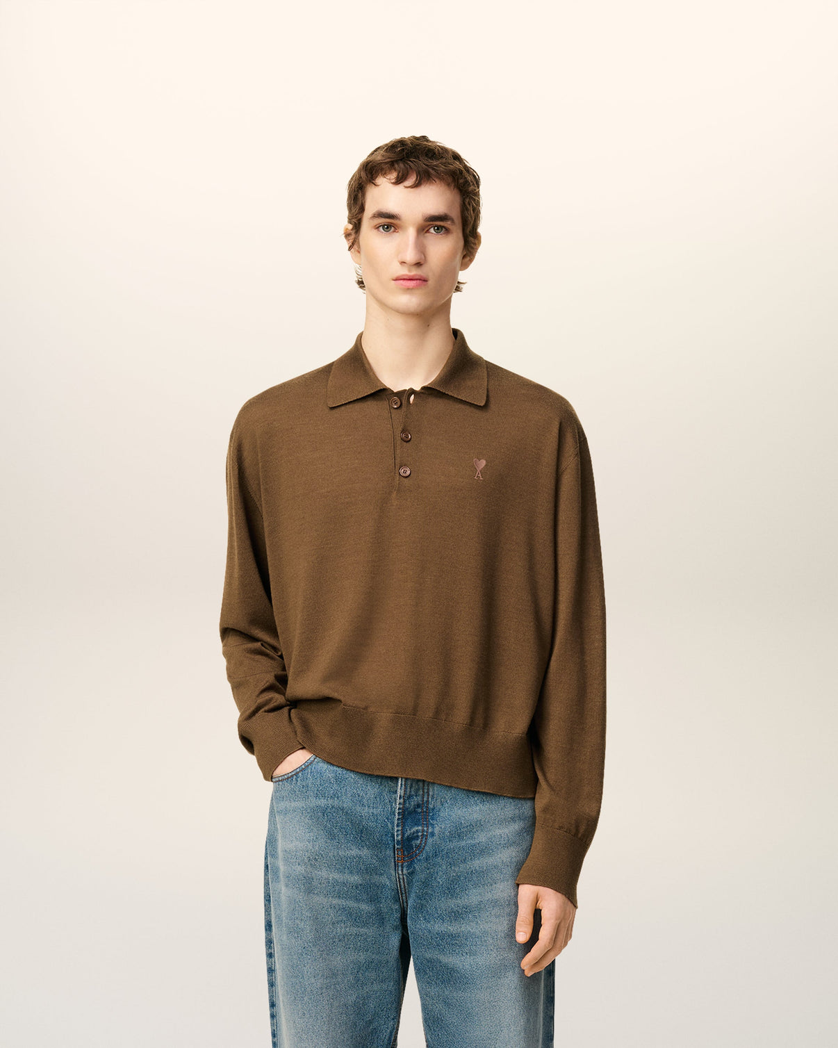Brown Wool Polo