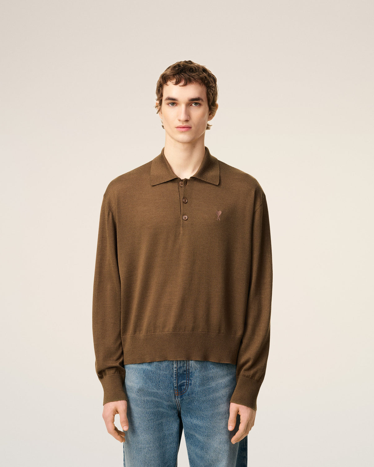 Brown Wool Polo