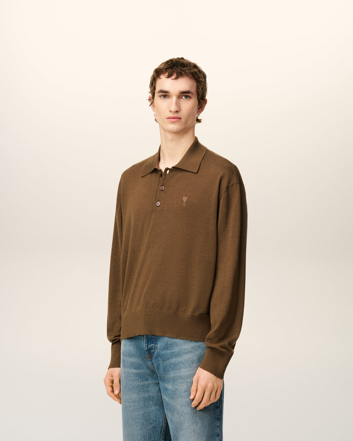 Brown Wool Polo