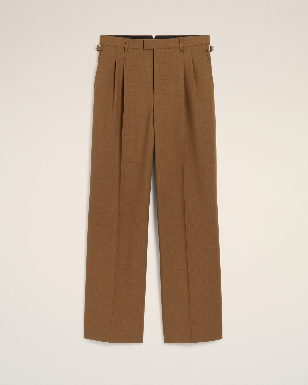Brown Wool Tabs Wide Trousers
