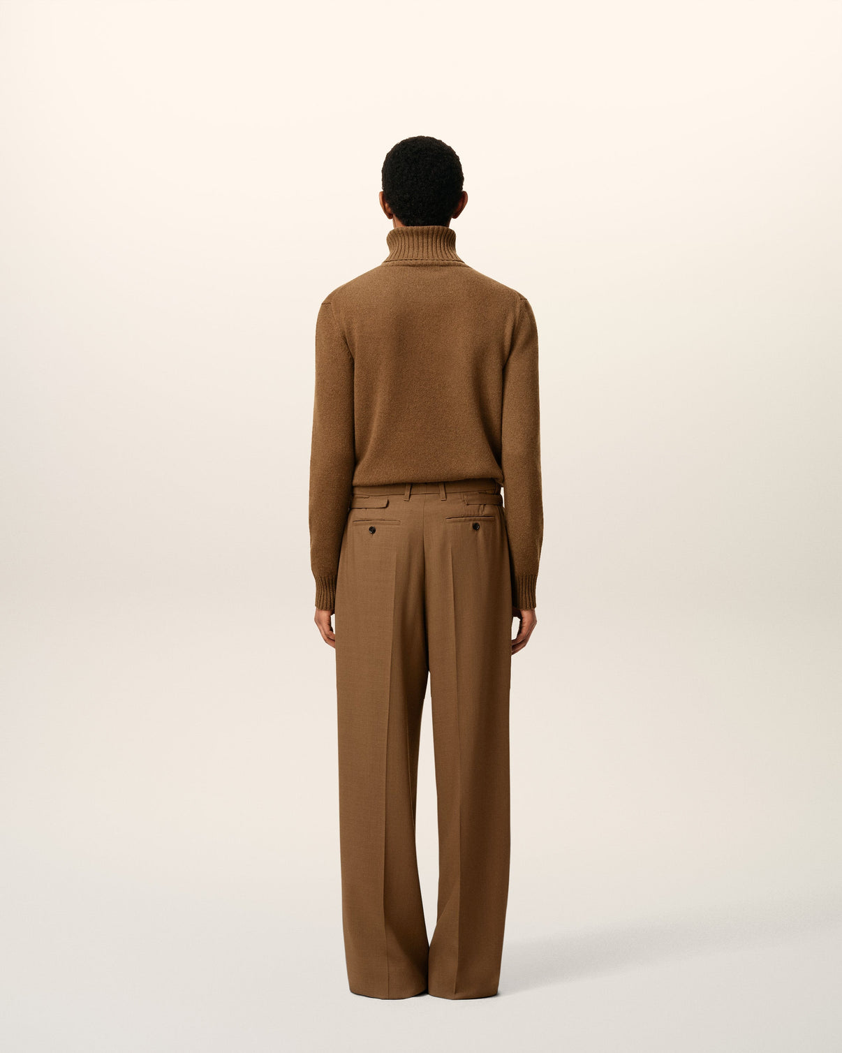 Brown Wool Tabs Wide Trousers
