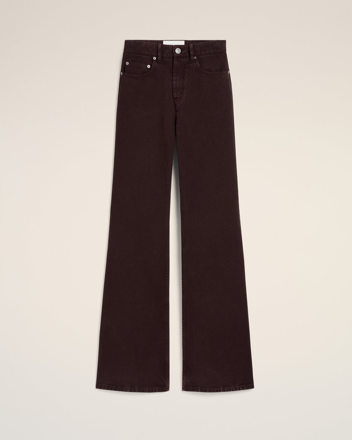 Burgundy Cotton Flare Fit Jeans